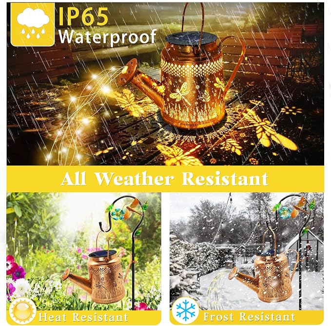 Solar Powered Dragonfly Watering Can Lights Waterproof Outdoor Garden Decor - Image 6