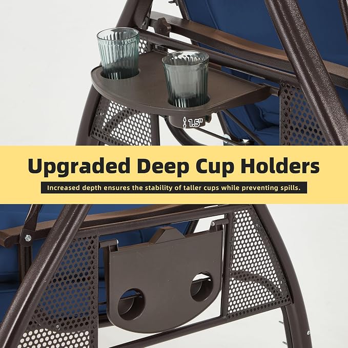 HOMREST 3 Person Outdoor Porch Swing - Image 4