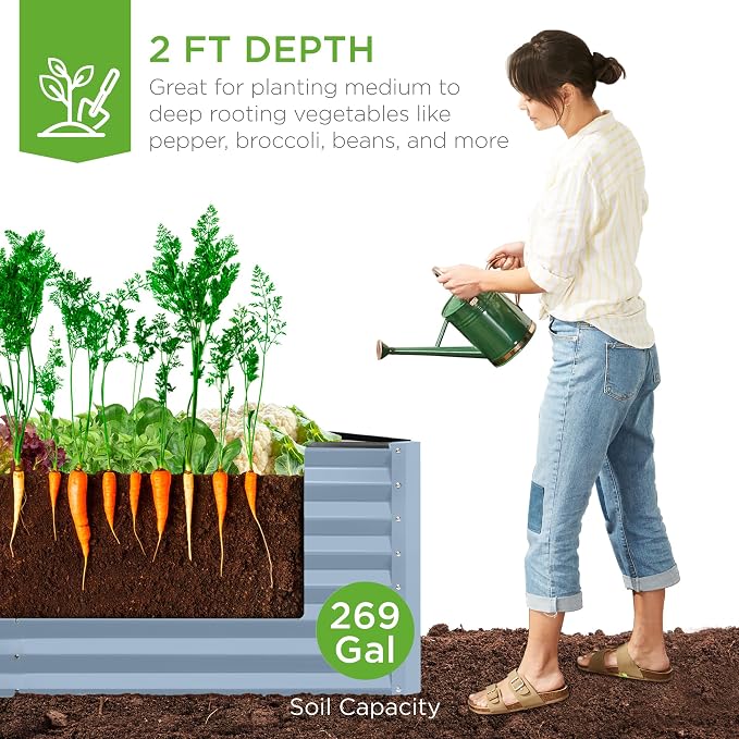 Best Choice Products 6x3x2ft Outdoor Metal Raised Garden Bed, Deep Root Box - Image 3