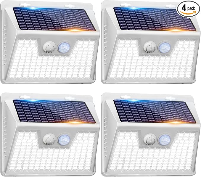 Peasur White Solar Lights Outdoor Waterproof, 3 Modes Security Wall Lights by Peasur