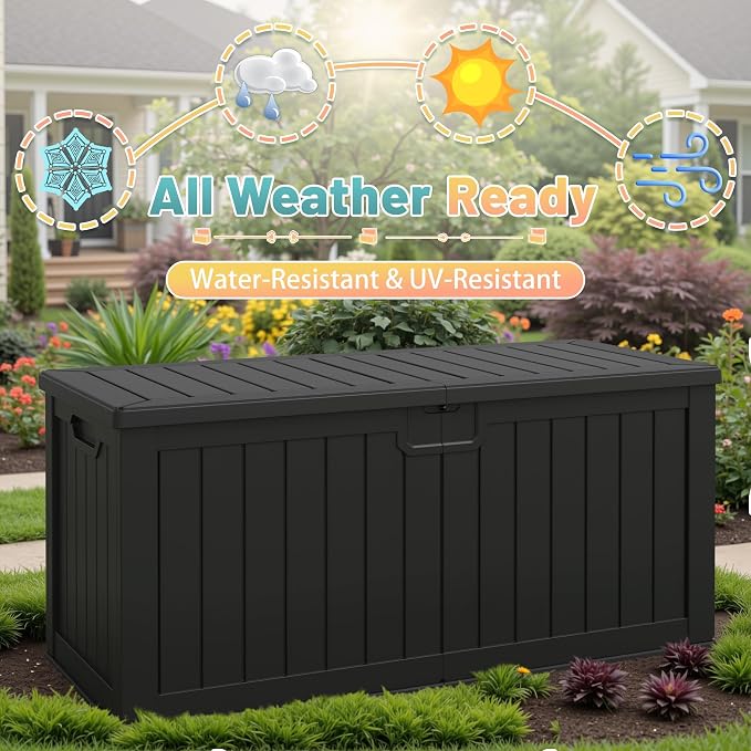 Patiowell 240 Gallon Large Outdoor Storage Box, Waterproof Deck Box - Image 5