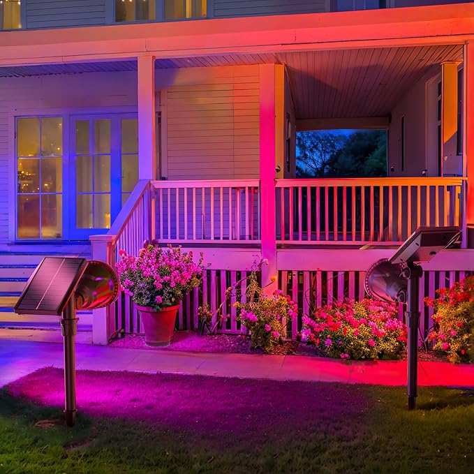 JSOT 2 Pack Christmas Solar Spotlights, RGB Solar Spot Light Outdoor Waterproof - Image 8