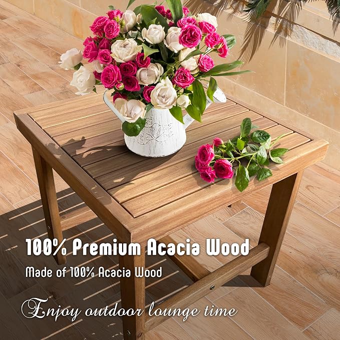 3 Piece Outdoor Patio Furniture Set, Wooden Conversation Patio Set - Image 4