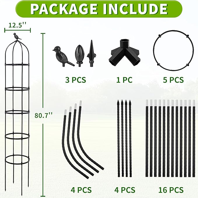 6.7FT Garden Obelisk Trellis for Climbing Plants, Adjustable 5-Tier Metal Plant - Image 2