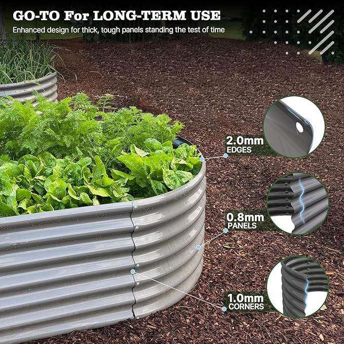 A ANLEOLIFE 6X3X2 ft Galvanized Raised Garden Beds Outdoor, Oval Large Metal - Image 5