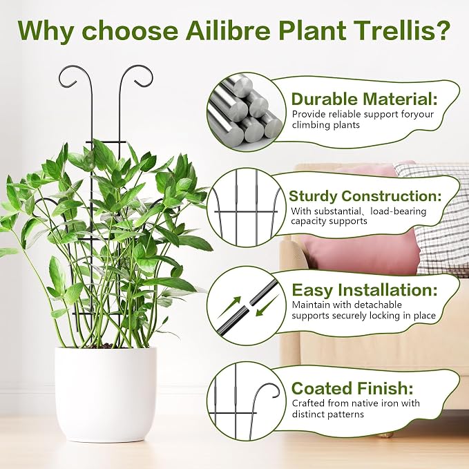 Larger 23.6in Plant Trellis for Climbing Plants Indoor Outdoor, 4 Pack - Image 5