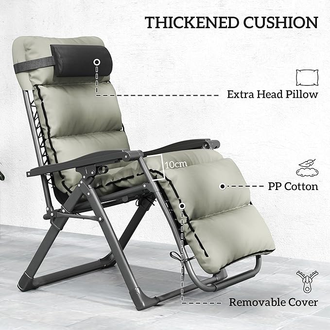 Outsunny Zero Gravity Chairs Set of 2, Reclining Folding Zero Gravity Lounge - Image 6