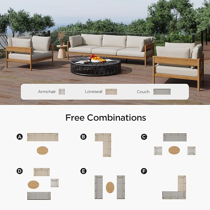Acanva Modern Outdoor Patio Furniture Set, All-Weather Aluminium Conversation - Image 7