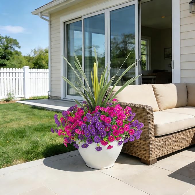 Artificial Flowers for Outdoors Fake Plants Outside, 12 Bundles Silk Morning - Image 8