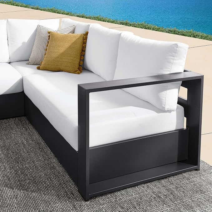 Modway Tahoe Aluminum 3-Piece Outdoor Patio Furniture Gray White, Modular - Image 8