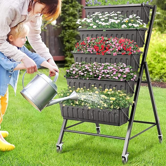 Suyncll Vertical Raised Garden Bed Planter Box, 5 Tiers Vertical Garden Planter by Suyncll