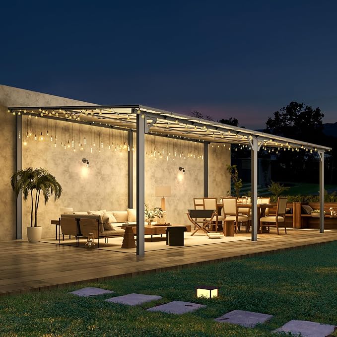 AECOJOY 20' x 12' Gazebo for Patio, Large Wall-Mounted Hard Top Lean-to Gazebo - Image 2