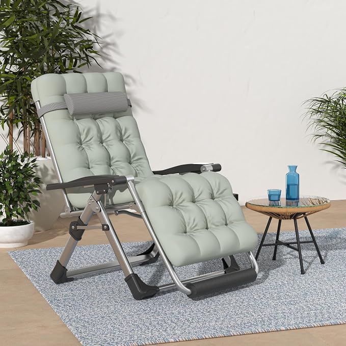 Suteck Oversized Zero Gravity Chair, 29In XL Lounge Chair w/Removable - Image 2