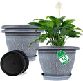 10 Inch Flower Pots Planters for Indoor Outdoor Plants, 3 Pack Plastic Large by Fodetyff
