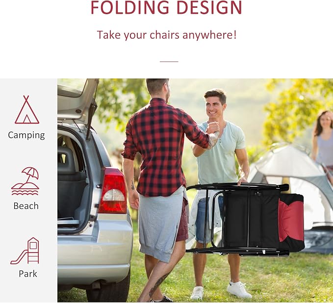 Outsunny Oversized Folding Rocking Camping Chair Set of 2, Padded Outdoor - Image 4