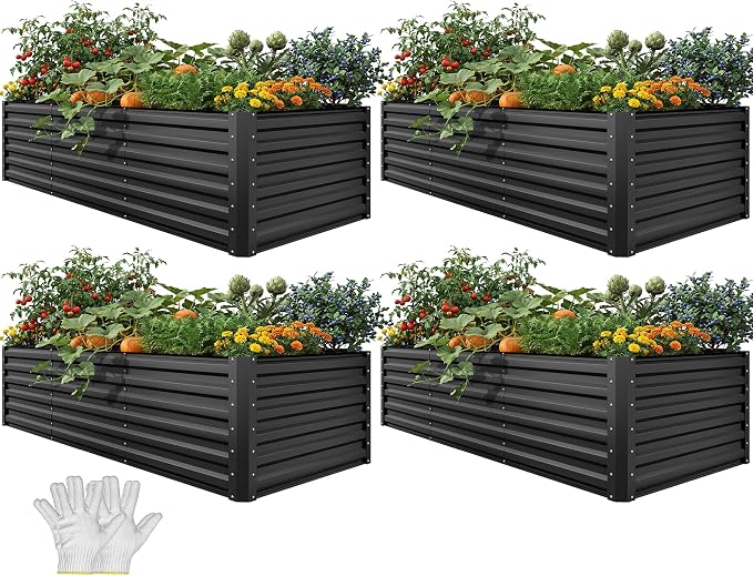 YITAHOME 8x4x2 ft 4pcs Galvanized Raised Garden Bed Kit, Large Metal Planter Box by YITAHOME