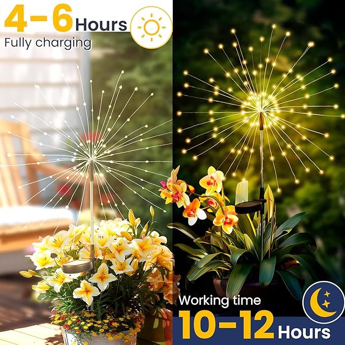 GIGALUMI Garden Decor Outdoor Lights 120LED 6Pack, Solar Garden Lights - Image 7
