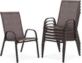 Outdoor Stackable Chairs Set of 6, Stacking Patio Chairs by Villeston