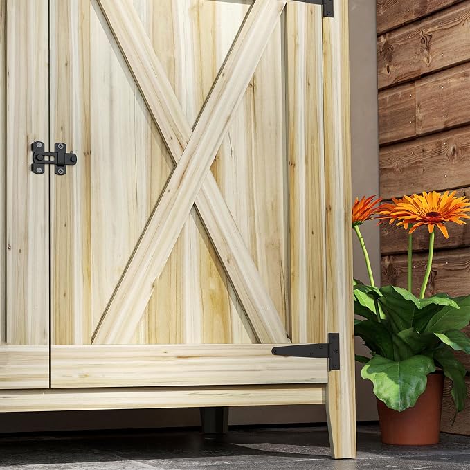 Outsunny Wood Garden Shed, Compact Outdoor Storage Cabinet Potting Shed - Image 8