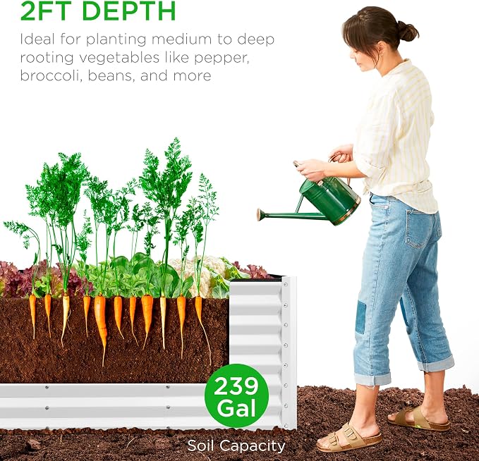 Best Choice Products 8x2x2ft Raised Outdoor Metal Garden Bed, Deep Root Box - Image 4