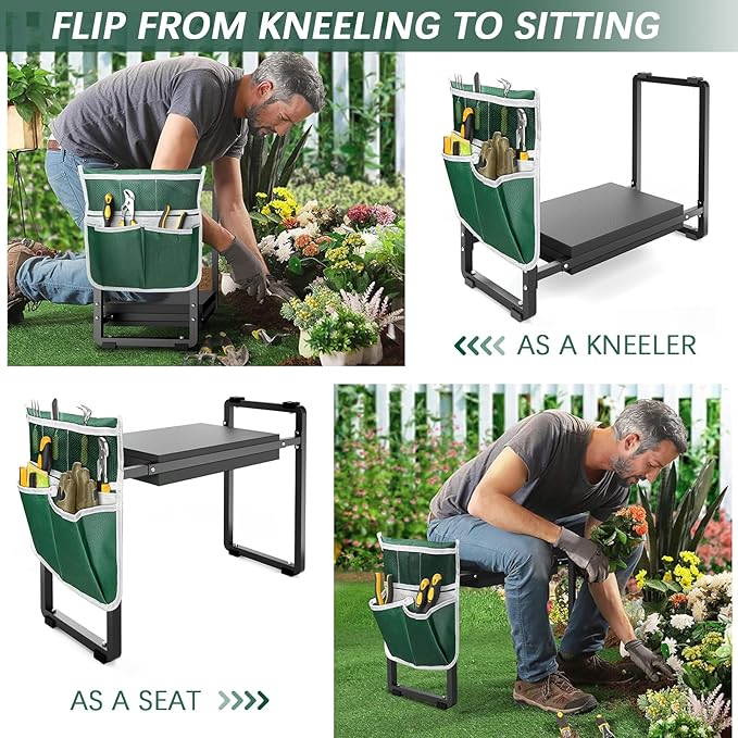 FLINTER Garden Kneeler and Seat, 10.2" Wider Heavy Duty Thick Gardening Bench - Image 5