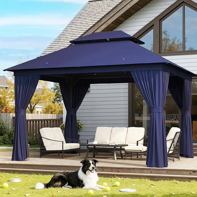 AOXUN Outdoor Gazebo for Patio 10x12 Metal Frame Canopy - Image 2