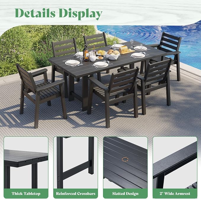 AMERLIFE 7-Piece HDPE Outdoor Dining Set - Image 7