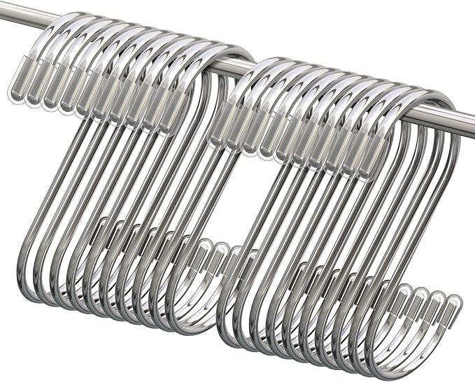 Myfolrena 20 Pack S Hooks for Hanging, 3.4 Inch Metal S Shaped Hook Heavy Duty by Myfolrena