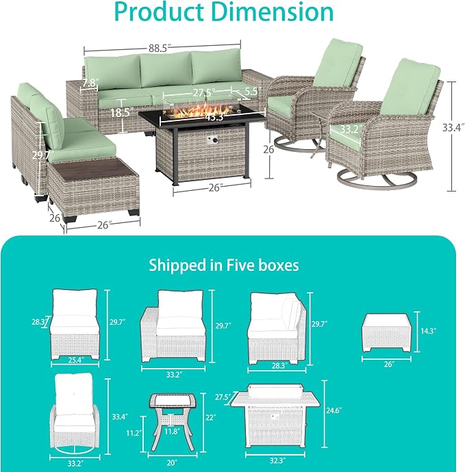 9-Piece Outdoor Patio Furniture Set - Image 4