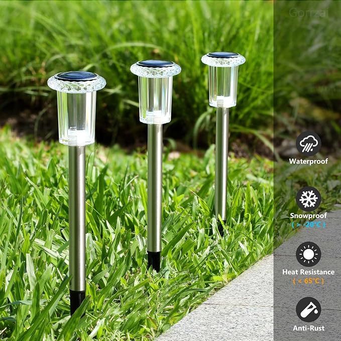 Solar Pathway Lights 10 Pack Christmas Solar Lights Outdoor Waterproof 6000K - Image 3