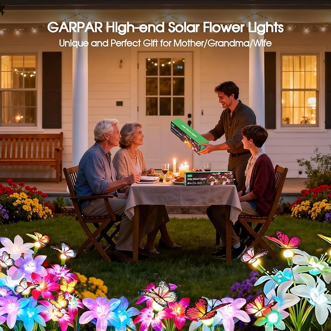 Garpar Solar Lights Outdoor Decorative, Upgraded 4 Pack Flowers - Image 6