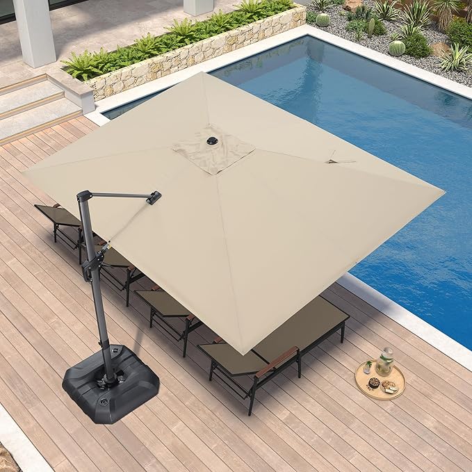 PURPLE LEAF 9' X 11.5' Patio Umbrella Outdoor Cantilever Rectangle Umbrella - Image 2