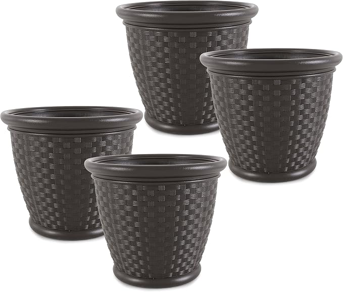 Suncast 4 Pack Sonora 18 Inch Lightweight Durable Plastic Wicker Decorative by Suncast