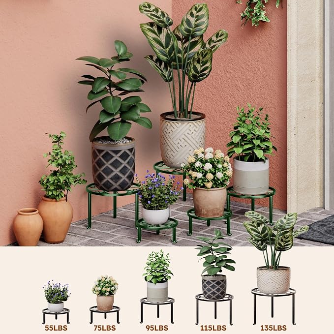 5-Pack Metal Plant Stand Indoor Outdoor Decoration Small Plant Holders - Image 3