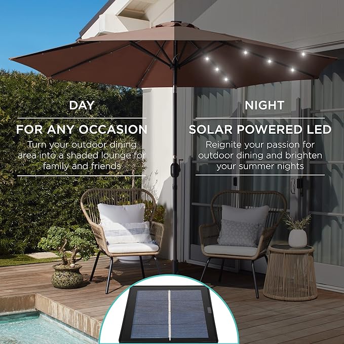 Best Choice Products 10ft Solar Polyester LED Lighted Patio Umbrella w/Tilt - Image 3