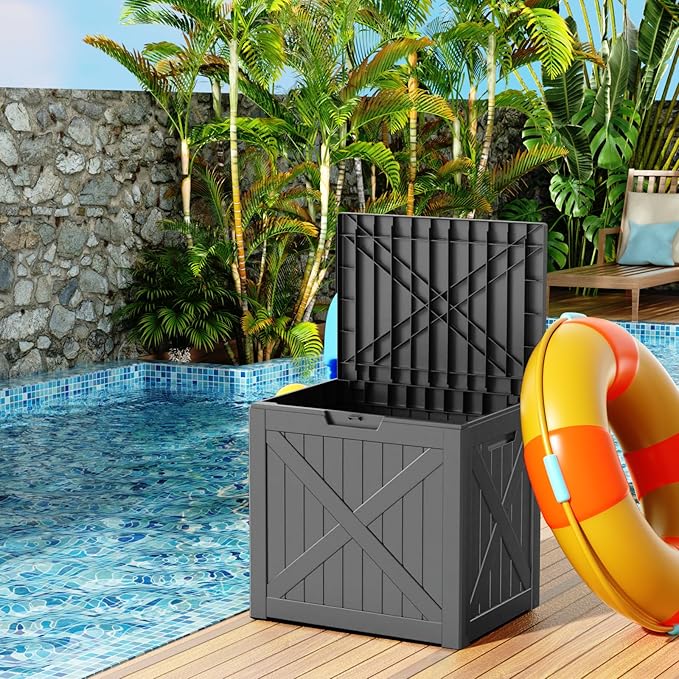 EasyUp 32 Gallon Outdoor Storage Box, Resin Waterproof UV-Resistant Deck Box - Image 6