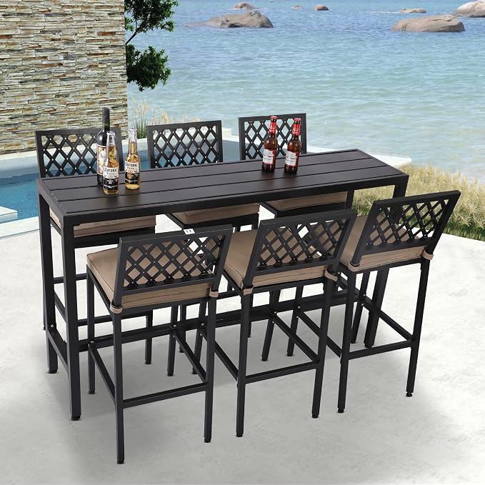 Outdoor Patio Bar Set, Bar Height Patio Dining Set, Weather-Resistant Bistro - Image 6