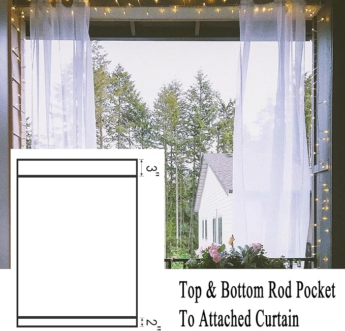 10 x 10 ft Outdoor White Tulle Backdrop Curtains Waterproof Voile Sheer Screen - Image 6