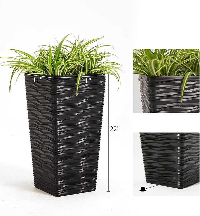 Worth Garden 2-Pack Black Tall Planter - Image 6
