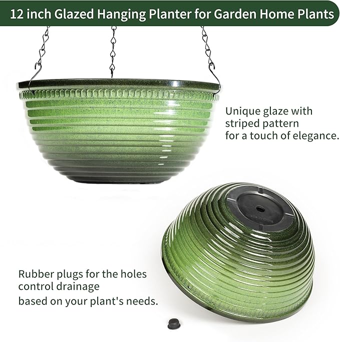 12 inch Hanging Planters for Indoor Outdoor Plants, 2 Pack Large Hanging Flower - Image 3