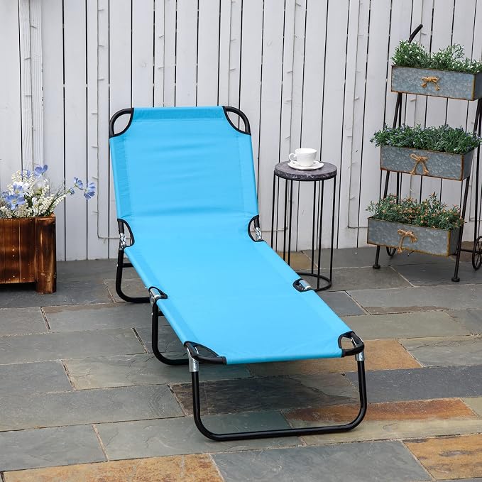 Outsunny Folding Chaise Lounge Pool Chairs, Outdoor Sun Tanning Chairs - Image 2