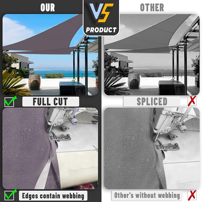 LOVE STORY Custom Size 16'x16'x22.6' Dark Grey Sun Shade Sail Right Triangle - Image 7