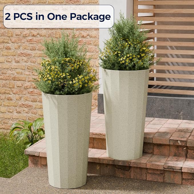 23.6" Tall Outdoor Planters Set of 2, Large Planters - Image 7