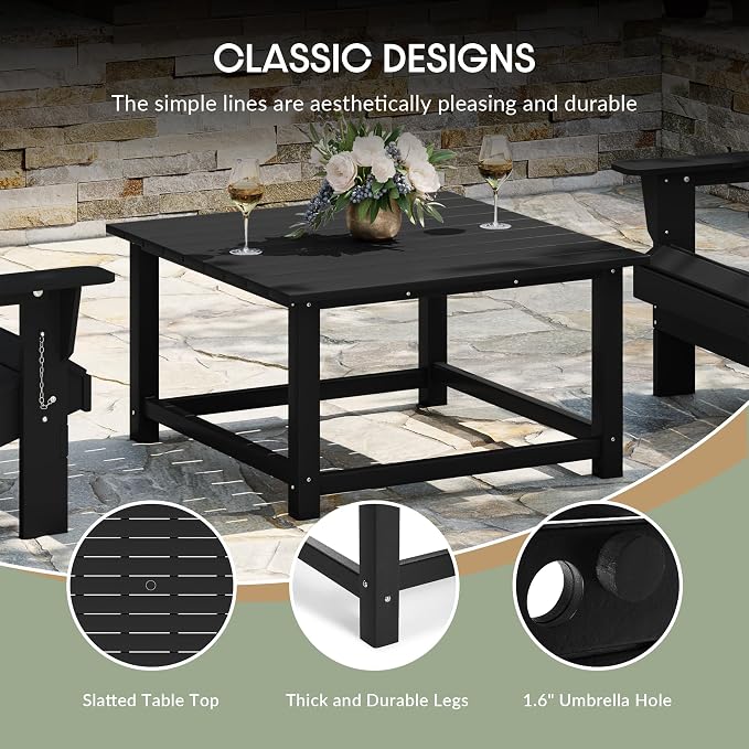 WestinTrends Malibu Low Outdoor HDPE Square Patio Coffee Table - Image 8