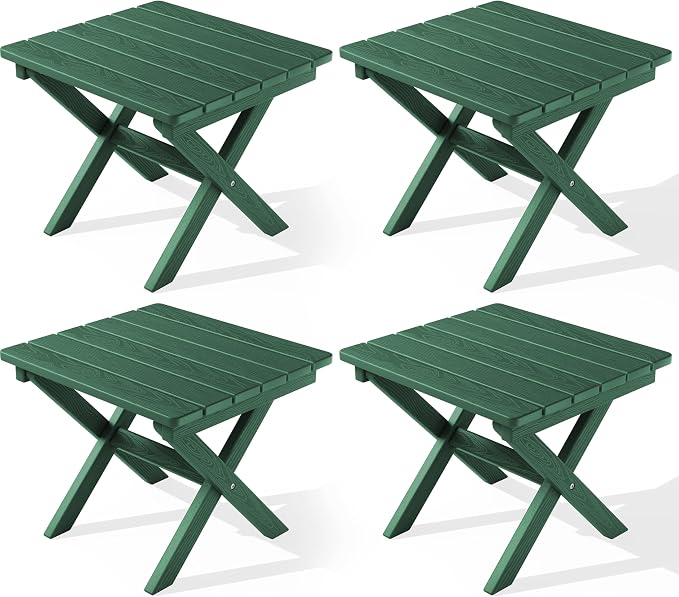 SERWALL Folding Outdoor Side Table Set of 4, Small Adirondack Side Table by SERWALL
