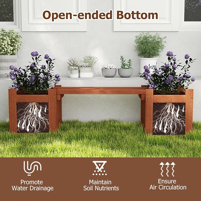 Giantex 2-in-1 Outdoor Bench - Image 8