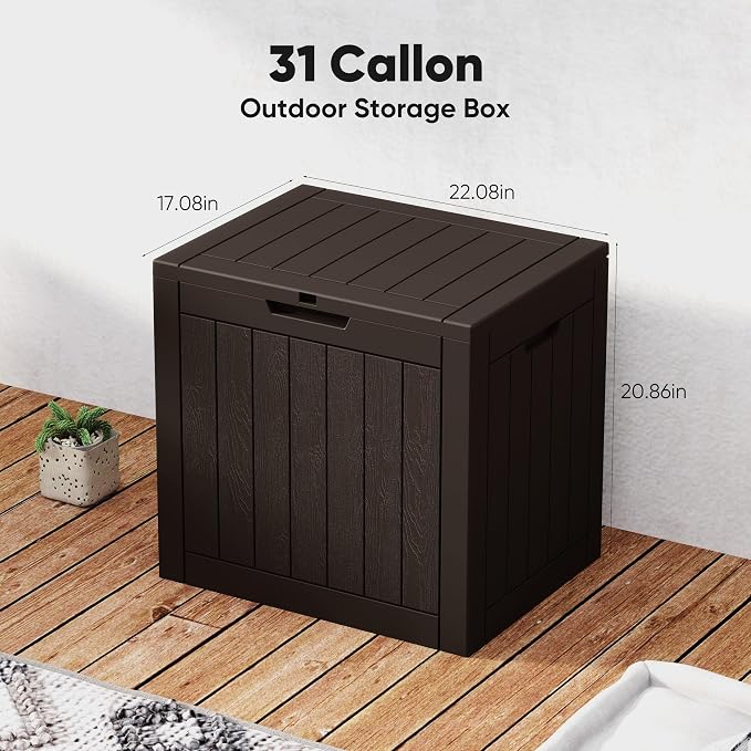 NEWBULIG 31 Gallon Deck Box, Weatherproof Resin Lockable Outdoor Storage - Image 3