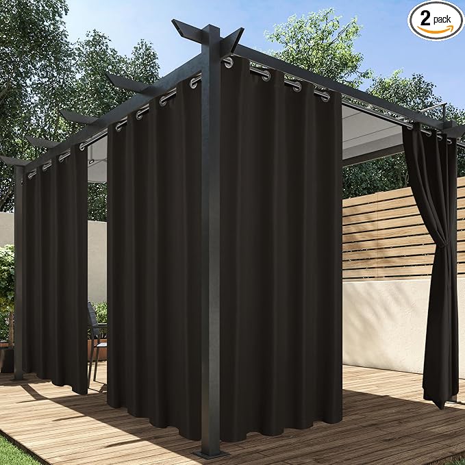 HolidayIdeas Outdoor Curtains for Patio Waterproof, 2 Panels by HolidayIdeas