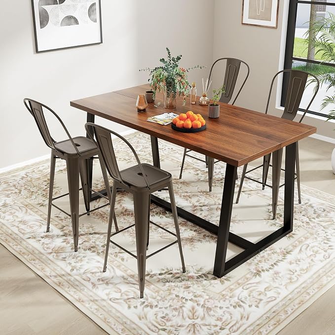 Giantex Metal Bar Stools Set of 4, Rubber Feet, Industrial Stackable Barstools - Image 2