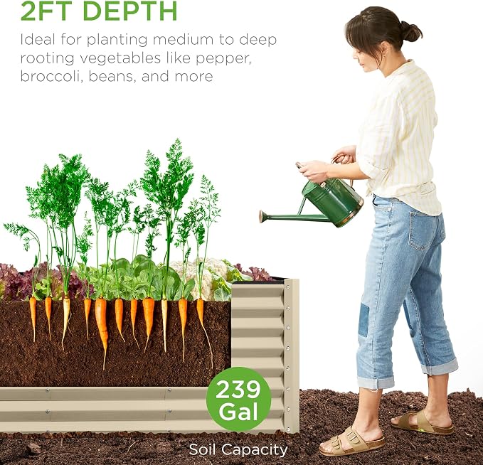 Best Choice Products 8x2x2ft Raised Outdoor Metal Garden Bed, Deep Root Box - Image 4